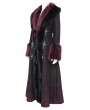 Eva Lady Black and Red Vintage Gothic Lapel Faux Fur Winter Warm Long Coat for Women