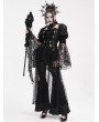 Eva Lady Black Vintage Gothic Lace Splice Velvet Puff Sleeve Jacket for Women