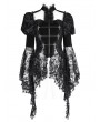 Eva Lady Black Vintage Gothic Lace Splice Velvet Puff Sleeve Jacket for Women