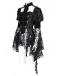 Eva Lady Black Vintage Gothic Lace Splice Velvet Puff Sleeve Jacket for Women