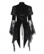 Eva Lady Black Vintage Gothic Lace Splice Velvet Puff Sleeve Jacket for Women