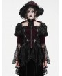 Eva Lady Wine Red Vintage Gothic Lace Splice Velvet Puff Sleeve Jacket for Women