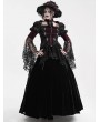 Eva Lady Wine Red Vintage Gothic Lace Splice Velvet Puff Sleeve Jacket for Women