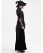 Eva Lady Wine Red Vintage Gothic Lace Splice Velvet Puff Sleeve Jacket for Women