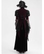 Eva Lady Wine Red Vintage Gothic Lace Splice Velvet Puff Sleeve Jacket for Women