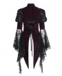 Eva Lady Wine Red Vintage Gothic Lace Splice Velvet Puff Sleeve Jacket for Women