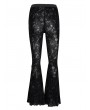 Eva Lady Black Gothic Rose Pattern Sexy Mesh Patchwork Flared Pants for Women