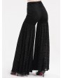 Eva Lady Black Gothic Punk Retro Floral Embroidery Wide Leg Pants for Women