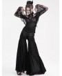 Eva Lady Black Gothic Punk Retro Floral Embroidery Wide Leg Pants for Women