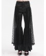 Eva Lady Black Gothic Embroidered Lace Overlay Fitted Flared Pants for Women