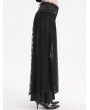 Eva Lady Black Gothic Embroidered Lace Overlay Fitted Flared Pants for Women