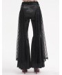 Eva Lady Black Gothic Embroidered Lace Overlay Fitted Flared Pants for Women