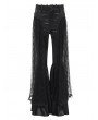 Eva Lady Black Gothic Embroidered Lace Overlay Fitted Flared Pants for Women