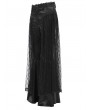 Eva Lady Black Gothic Embroidered Lace Overlay Fitted Flared Pants for Women