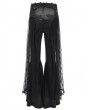 Eva Lady Black Gothic Embroidered Lace Overlay Fitted Flared Pants for Women