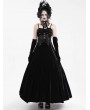 Eva Lady Black Gothic Retro Floral Embroidered Velvet Maxi Slip Party Dress