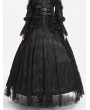 Eva Lady Black Gothic Gorgeous Flower Tassled Embroidered Lace Maxi Skirt