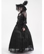 Eva Lady Black Gothic Gorgeous Flower Tassled Embroidered Lace Maxi Skirt