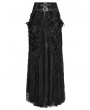 Eva Lady Black Gothic Gorgeous Flower Tassled Embroidered Lace Maxi Skirt