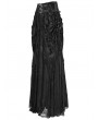 Eva Lady Black Gothic Gorgeous Flower Tassled Embroidered Lace Maxi Skirt