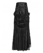 Eva Lady Black Gothic Gorgeous Flower Tassled Embroidered Lace Maxi Skirt