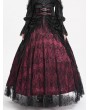 Eva Lady Black and Red Gothic Gorgeous Flower Tassled Embroidered Lace Maxi Skirt