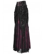 Eva Lady Black and Red Gothic Gorgeous Flower Tassled Embroidered Lace Maxi Skirt