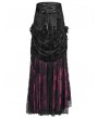 Eva Lady Black and Red Gothic Gorgeous Flower Tassled Embroidered Lace Maxi Skirt