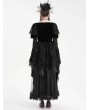 Eva Lady Black Gothic Retro Sexy Ruffled Lace Flared Sleeve Long Party Dress