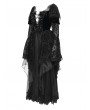 Eva Lady Black Gothic Retro Sexy Ruffled Lace Flared Sleeve Long Party Dress