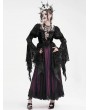 Eva Lady Black and Purple Gothic Retro Sexy Ruffled Lace Flared Sleeve Long Party Dress