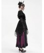 Eva Lady Black and Purple Gothic Retro Sexy Ruffled Lace Flared Sleeve Long Party Dress