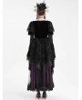 Eva Lady Black and Purple Gothic Retro Sexy Ruffled Lace Flared Sleeve Long Party Dress