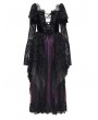 Eva Lady Black and Purple Gothic Retro Sexy Ruffled Lace Flared Sleeve Long Party Dress