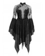 Eva Lady Black Vintage Gothic Cheongsam Collar Lace Irregular Short Party Dress