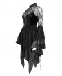 Eva Lady Black Vintage Gothic Cheongsam Collar Lace Irregular Short Party Dress