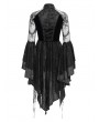 Eva Lady Black Vintage Gothic Cheongsam Collar Lace Irregular Short Party Dress