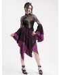 Eva Lady Black and Purple Vintage Gothic Cheongsam Collar Lace Irregular Short Party Dress