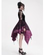 Eva Lady Black and Purple Vintage Gothic Cheongsam Collar Lace Irregular Short Party Dress