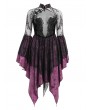 Eva Lady Black and Purple Vintage Gothic Cheongsam Collar Lace Irregular Short Party Dress