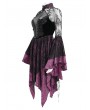 Eva Lady Black and Purple Vintage Gothic Cheongsam Collar Lace Irregular Short Party Dress