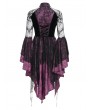 Eva Lady Black and Purple Vintage Gothic Cheongsam Collar Lace Irregular Short Party Dress