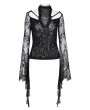 Eva Lady Black Gothic Retro Sexy Cut-Out Patterned Lace Top for Women