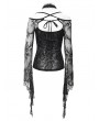 Eva Lady Black Gothic Retro Sexy Cut-Out Patterned Lace Top for Women