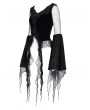 Eva Lady Black Gothic Retro Sexy Velvet Mesh Irregular Ruffled Top for Women