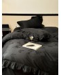 Black Gothic Vintage Ruffle Bow Jacquard Comforter Set