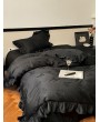 Black Gothic Vintage Ruffle Bow Jacquard Comforter Set