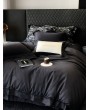 Black Minimalist Gothic Hollow Letter Embroidery Comforter Set