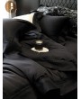 Black Minimalist Gothic Hollow Letter Embroidery Comforter Set