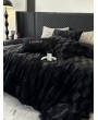 Black Gothic Faux Fur Velvet Fluffy Warm Comforter Set